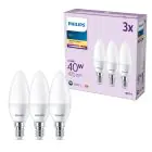 Mehrfachpackung 3x Philips Glühbirne LED E14 Kerze Matt 5W 470lm - 827 