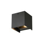 D'Lite Applique Murale Elingen Aluminium Noir Up & Down 4.9W 480lm - 830 Blanc Chaud | IP65 - Détecteur De Lumière