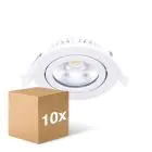 Lot 10x LED Inclinable Spot Blanc Ronde 6W 350lm 60D - 920-930 Dim To Warm | 85mm - IP54 - Dimmable - Meilleur Rendu De Couleur